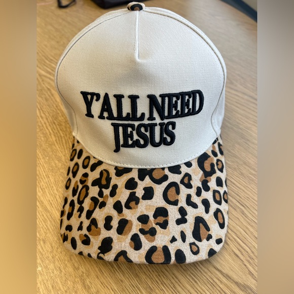 Accessories - Leopard Print 'Y'all Need Jesus' Cap